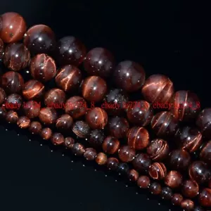 Boutique Natural 4/6/8/10/12/14/16mm Red Tigers Eye Gems Round Loose Beads 15'' - Picture 1 of 17