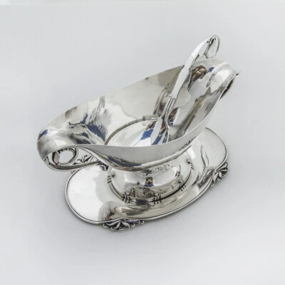 Juego para servir salsa bote Georg Jensen plata de ley Foto 1 de 4