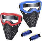 2 Pack Face Mask Protective Goggles Eye Protection for Kids Red & Blue for Nerf