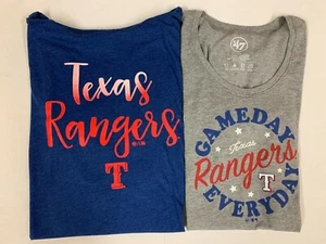 Texas Rangers Women's T-Shirts Size S, '47 Brand Long/Short Sleeves Lot of 2 - Picture 1 of 7