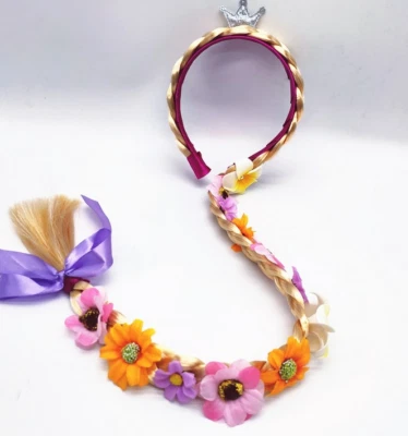 Nuevo Cosplay Flor Púrpura Enredada Rapunzel Princesa Diadema Niña Peluca de Pelo #1 Foto 1 de 3