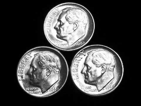 1948 P-D-S Roosevelt Dimes -- 3 Pack - Gem Uncirculated Cover