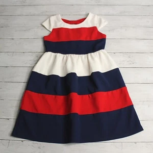 Pink & Violet Girl's Dress Youth Size 10 Navy Blue Red White Stripe Patriotic - Picture 1 of 8