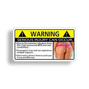 ATV Vibration Sticker Funny Caution Warning Mud 4x4 Off Road Vinyl Decal Graphic - Picture 1 of 1