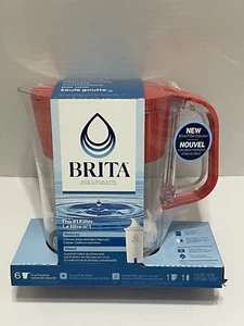 NEW Brita 6 Cup Red Water Filter Pitcher With 1 Filter - Picture 1 of 2