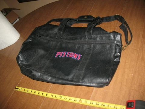 Vintage Leather Detroit Pistons Shoulder Travel Bag Cover