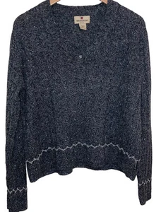 Woolrich Size M Womens Wool Blend Sweater Black Heather V-Neck Long Sleeve Top - Picture 1 of 6