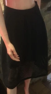 New Blossom Ladies Polyester Knee Length Black waist Line Skirt Size 10 - Picture 1 of 6