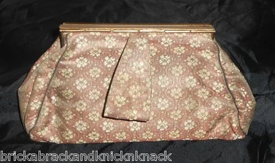 EVENING BAG, FLOWERED CANVAS, VINTAGE 1930'S W/COIN PURSE & LACE HANKY, NICE! - Image 1 of 4