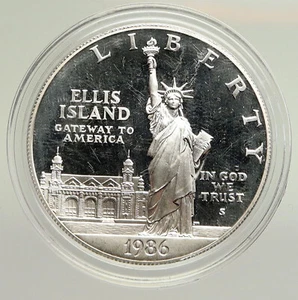 1986S UNITED STATES Ellis Island Statue of Liberty NY Proof Silver $ Coin i94816 - Picture 1 of 3