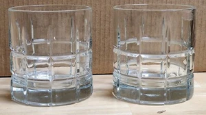 2 Anchor Hocking Clear Glass Tartan Short Drink Tumblers 3.25" Tall in EUC - Picture 1 of 4