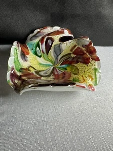 Vtg Murano Tutti-Frutti Multi Colored Cased Art Glass Decorative Bowl Ashtray - Picture 1 of 18