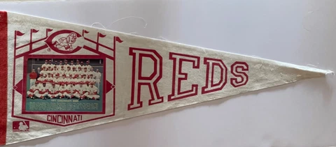 Vintage 1971 Cincinnati Reds Soft Felt Photo Pennant - Johnny Bench, Pete Rose Cover