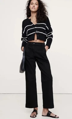 Nuevos Pantalones Banana Republic Weekender Pierna Recta Algodón Talla 8 Negros 713476 Nuevos con Etiquetas Foto 1 de 3