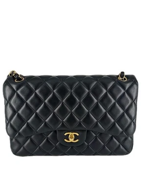 Chanel Lambskin Quilted Classic Double Flap Black (14***78) cc518 - Image 1 of 4