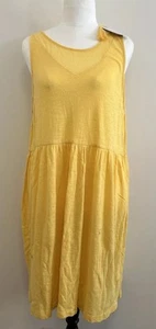 ROXY Womens XL 100% Cotton Sun Dress Beach Knee Length Yellow Relaxed BNWT - Picture 1 of 9