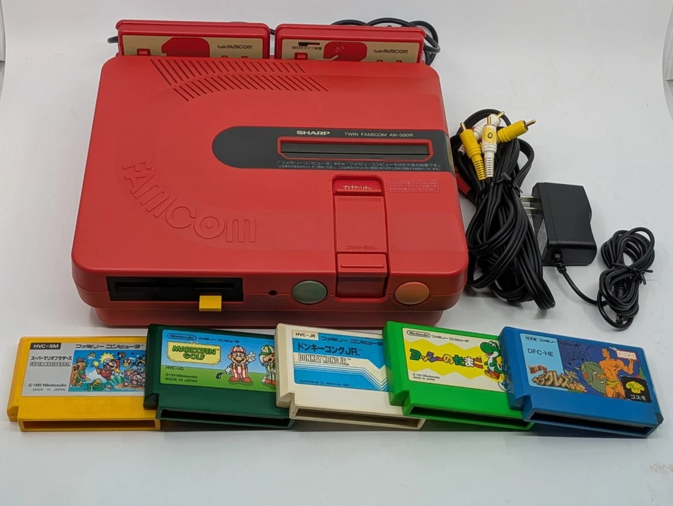 Sharp Twin Famicom AN-500R Vermelho/Preto | Novo Cinto | 5 Jogos Totalmente Testados - Imagem 1 de 4
