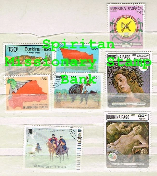Марки Буркина-Фасо: 8 различных гашеных почтовых марок (13-025) - Изображение 1 из 1