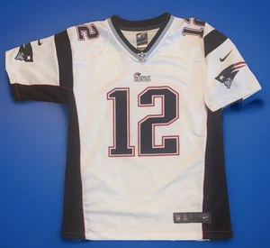 NEW ENGLAND PATRIOTS Tom Brady NIKE Youth Large 14/16 White Jersey Used - Picture 1 of 14
