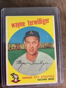 Tarjeta de béisbol 1959 Topps - Wayne Terwilliger #496 Kansas City Athletics - Imagen 1 de 2