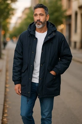 Parka de plumón de pato para hombre Talbots rara tarea XL ajuste largo acolchada 48x34x29 Foto 1 de 4