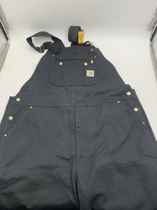 Carhartt Loose Fit Firm Duck Bib Men Overall 44x30 Black - SHIPS FAST - Picture 1 of 7