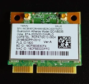 Qualcomm Atheros QCWB335 WLAN Bluetooth Karte mini-PCIe mPCI Express - Bild 1 von 1
