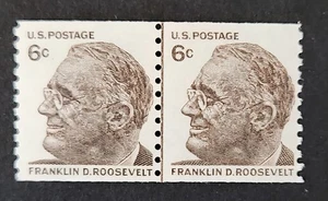 US Stamp Scott #1305 Franklin Rooselvelt 6c Coil Line Pair LP MNH Low Shipping - Picture 1 of 2