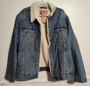 Levi’s Unisex Sherpa Denim Trucker Jacket NWT XXL Retro Style Outdoor Western - Imagen 1 de 12