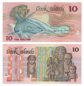 Cook Islands 10 Dollars (1987) - Ina & The Shark/p-4a, B104a "BAK" Low SNs UNC - Picture 1 of 3
