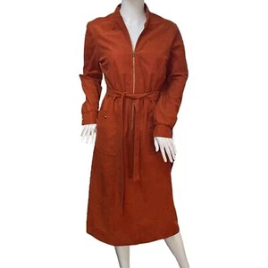 Henry Lee Vintage Rust Burnt Orange Langarm Kragen Midi Hemd Kleid Gr. L - Bild 1 von 7