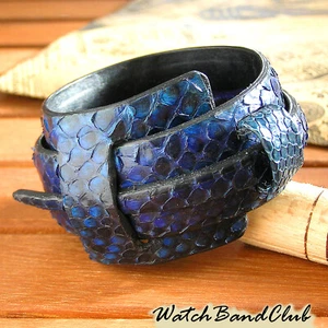 Women Genuine Snake Leather Belt Wristband Bangle Cuff Bracelet Punk Adjustable - Picture 1 of 12