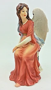 Porcelain Christmas Angel Grandeur Noel Sitting Red Dress 9'' - Picture 1 of 5