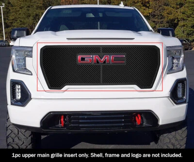 For 2019-2021 GMC Sierra 1500 SLT/AT4 Upper Stainless Black Mesh Grille Insert - Image 1 of 4