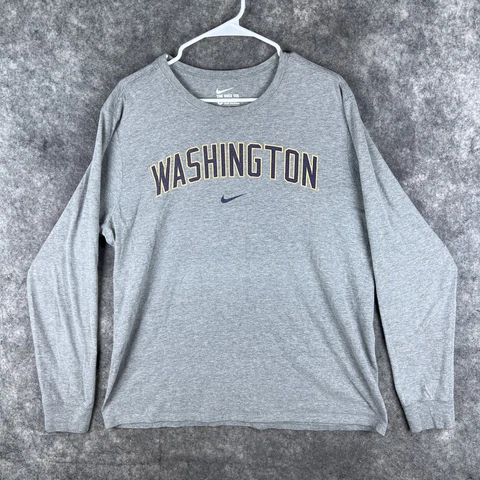Washington Huskies Shirt Mens Extra Large Gray Nike Center Swoosh Tee Athletic Cover