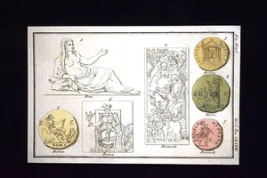 Rea Roma Romolo Remo Incisione colorata a mano del 1820 Mitologia Pozzoli - Picture 1 of 1