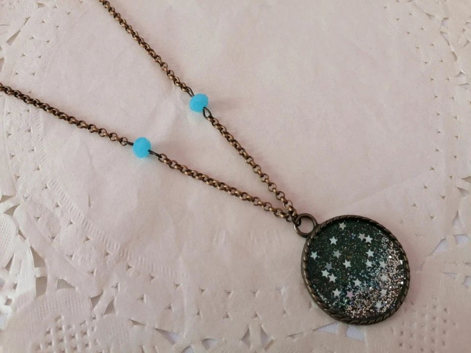 Collanan cammeo resina stile galaxy glitter - Immagine 1 di 1