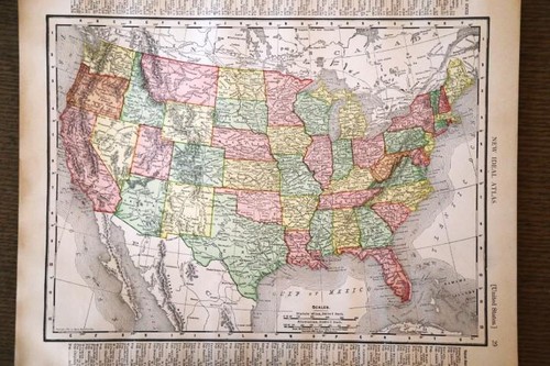 1908 RARE ANTIQUE MCNALLY ATLAS MAP OF THE UNITED STATES-EXCELLENT ...