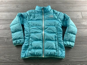 The North Face Girls Blue Puffer 550 Long Sleeve Jacket Coat Size Medium 10/12 - Picture 1 of 9