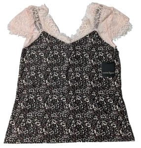 NANETTE LEPORE Mujer Grande Grafito Geo Encaje Camisola Top NUEVO - Imagen 1 de 16