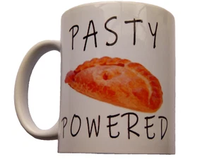 Pasty Mug - Cornish Pasty Funny Birthday Xmas Gift "Pasty Powered Mug" Cornwall - Picture 1 of 7