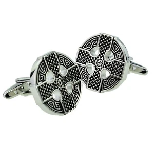 Round Design Celtic Cross Cufflinks Presented in a Box X2AJ584 - Picture 1 of 1
