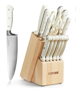 CAROTE 14 pieces Knife Set With Wooden Block Stainless Steel Knives - Picture 1 of 1