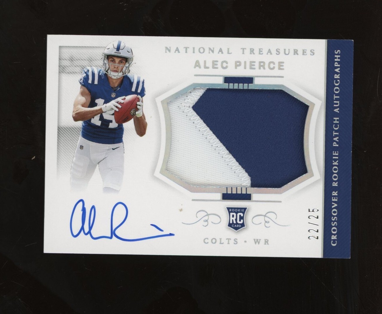 2022 National Treasures Crossover Holo Silver Alec Pierce RPA RC Patch AUTO /25