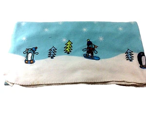 Manta polar pingüino copo de nieve pingüino pino pesca en hielo invierno 49" x 57" - Imagen 1 de 10