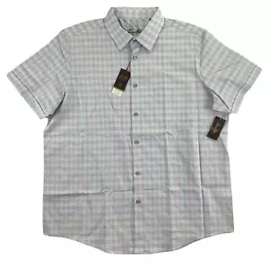 Tasso Elba Mens Stretch Mini-Box Dobby Plaid Short Sleeve Button Down Shirt 2XL - Picture 1 of 4