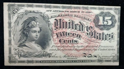 Fractional Currency - 15 Cents - UNC United States Fifteen Cents Bank Note - Image 1 of 4