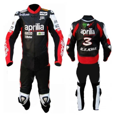 APRILIA Traje de Cuero de la Motocicleta Biker Chaqueta de Cuero Pantalón 48,54 - Imagen 1 de 2