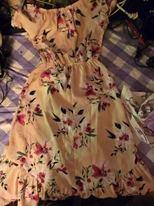 Kleid orange geblümt - Bild 1 von 3