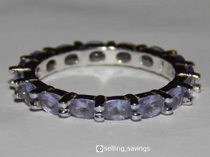 14K WHITE GOLD TANZANITE 2.5mm STACKING OR SOLO FULL ETERNITY BAND RING SIZE 5.5 - Picture 1 of 8